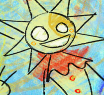 A kid-like drawing of sun.